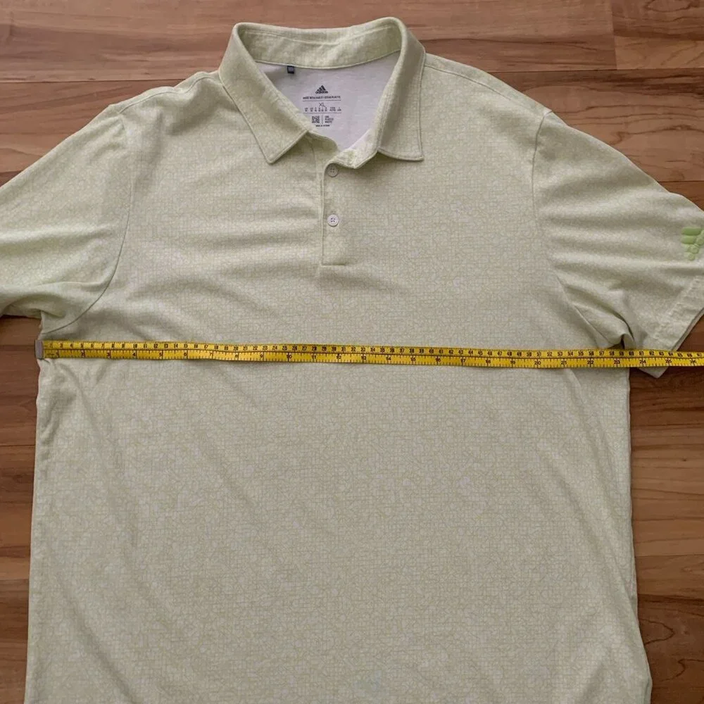 Adidas Polo Shirt Mens XL White Neon Green Geometric Parley Ocean Plastic
